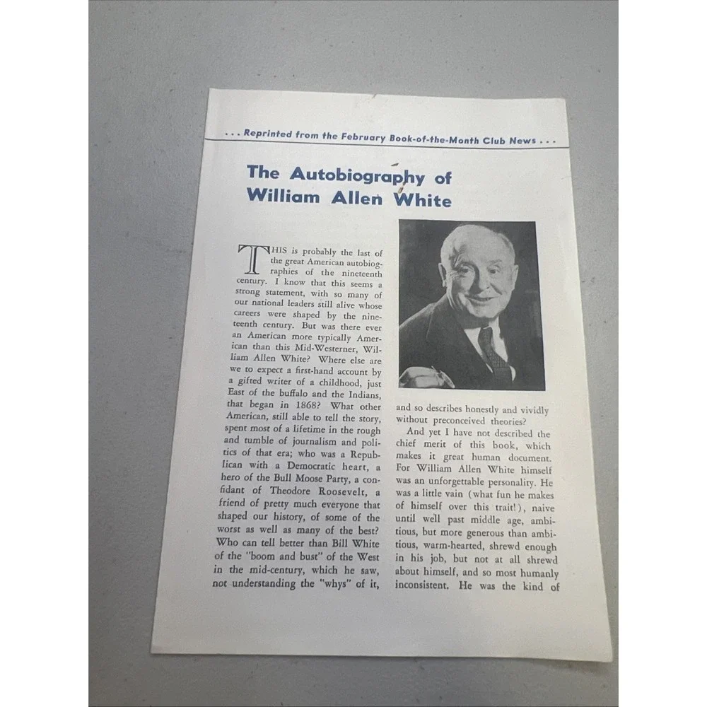 The Autobiography of‎ William Allen White 1946 Hardcover-pamphlet